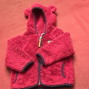 L.L. Bean burgandy Sherpa Kids Hoodie with Bear Ears